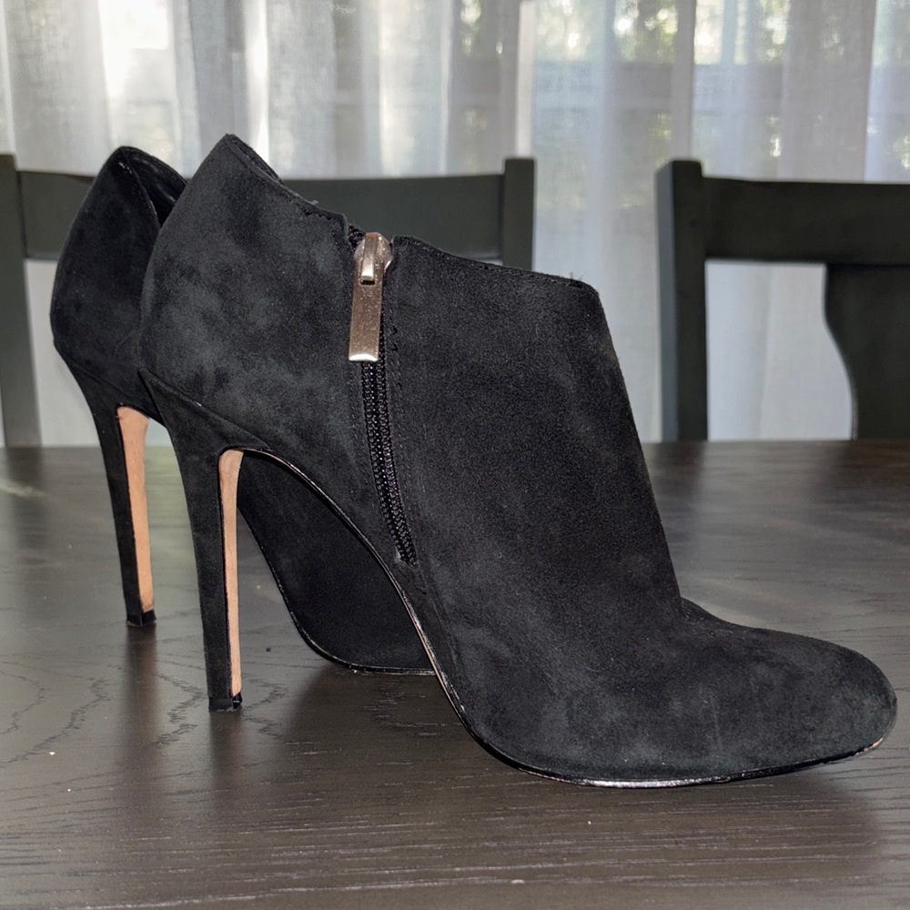Saks Fifth Avenue Black Suede Heeled Boots
